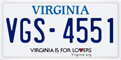 VA license plate VGS4551