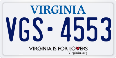 VA license plate VGS4553