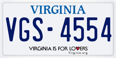 VA license plate VGS4554