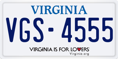 VA license plate VGS4555
