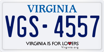 VA license plate VGS4557