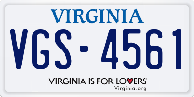 VA license plate VGS4561