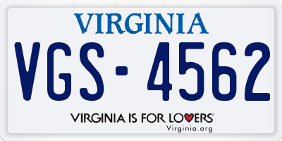VA license plate VGS4562