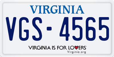 VA license plate VGS4565