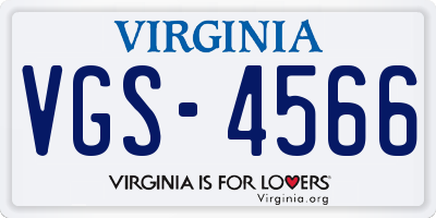 VA license plate VGS4566