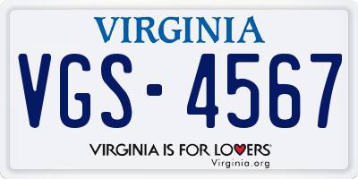 VA license plate VGS4567