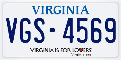 VA license plate VGS4569