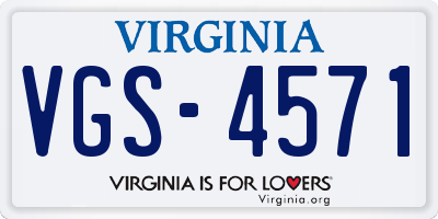 VA license plate VGS4571