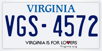 VA license plate VGS4572