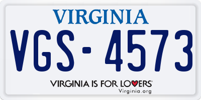 VA license plate VGS4573