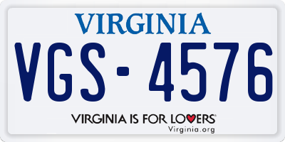 VA license plate VGS4576