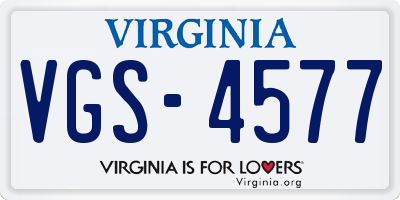 VA license plate VGS4577