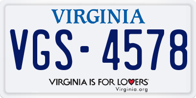 VA license plate VGS4578