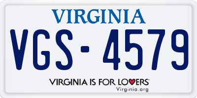 VA license plate VGS4579