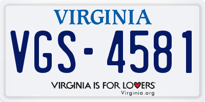 VA license plate VGS4581