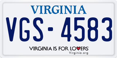 VA license plate VGS4583
