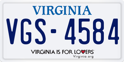 VA license plate VGS4584