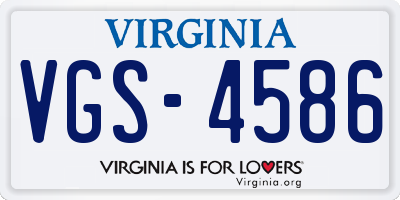 VA license plate VGS4586