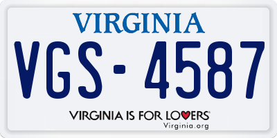 VA license plate VGS4587