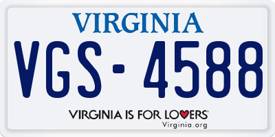 VA license plate VGS4588