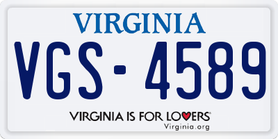 VA license plate VGS4589