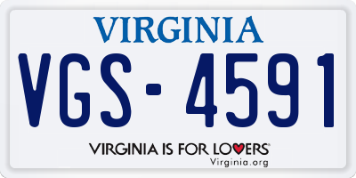 VA license plate VGS4591
