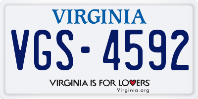 VA license plate VGS4592