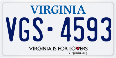 VA license plate VGS4593