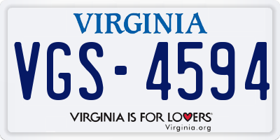 VA license plate VGS4594