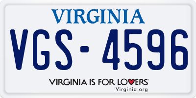 VA license plate VGS4596