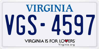 VA license plate VGS4597