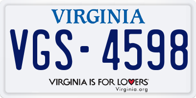 VA license plate VGS4598
