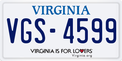 VA license plate VGS4599
