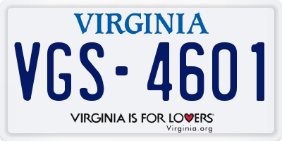 VA license plate VGS4601
