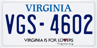 VA license plate VGS4602