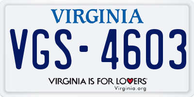 VA license plate VGS4603