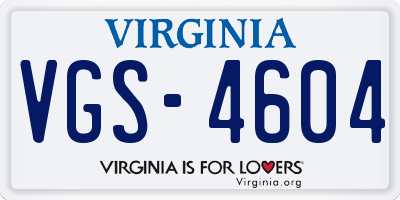 VA license plate VGS4604