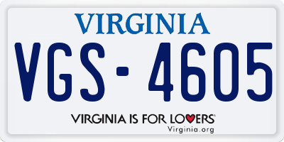 VA license plate VGS4605