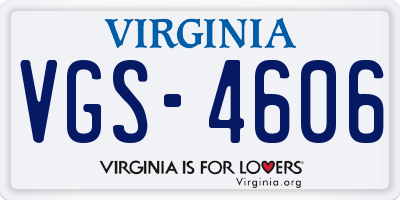 VA license plate VGS4606