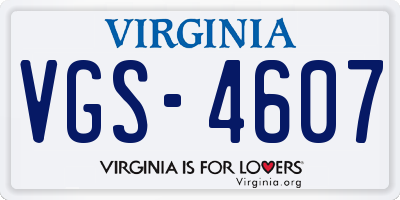 VA license plate VGS4607