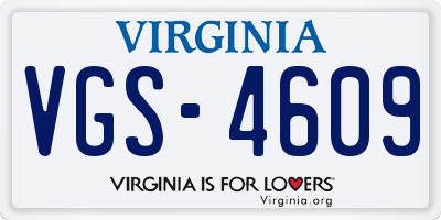 VA license plate VGS4609