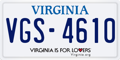 VA license plate VGS4610