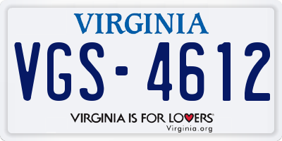 VA license plate VGS4612