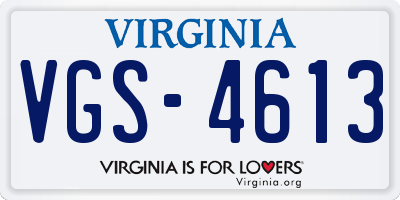 VA license plate VGS4613