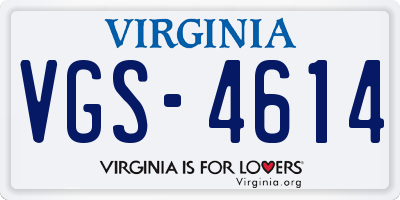 VA license plate VGS4614