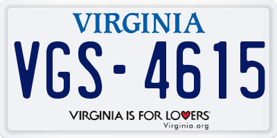 VA license plate VGS4615