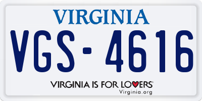 VA license plate VGS4616