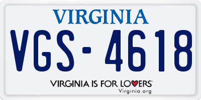 VA license plate VGS4618