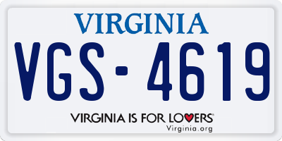 VA license plate VGS4619
