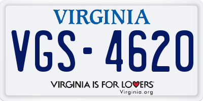 VA license plate VGS4620